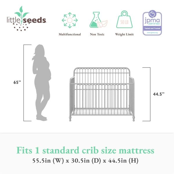 Dorel Home Ivy 3in1 Convertible Cotbed Metal Grey