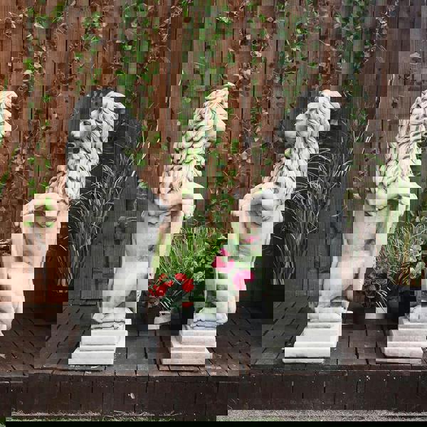 Pair of Large Garden Gateway Lion Statues with shields