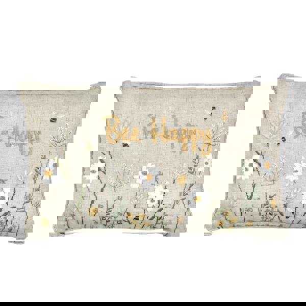 Catherine Lansfield Bee Happy Embroidered Cushion Natural
