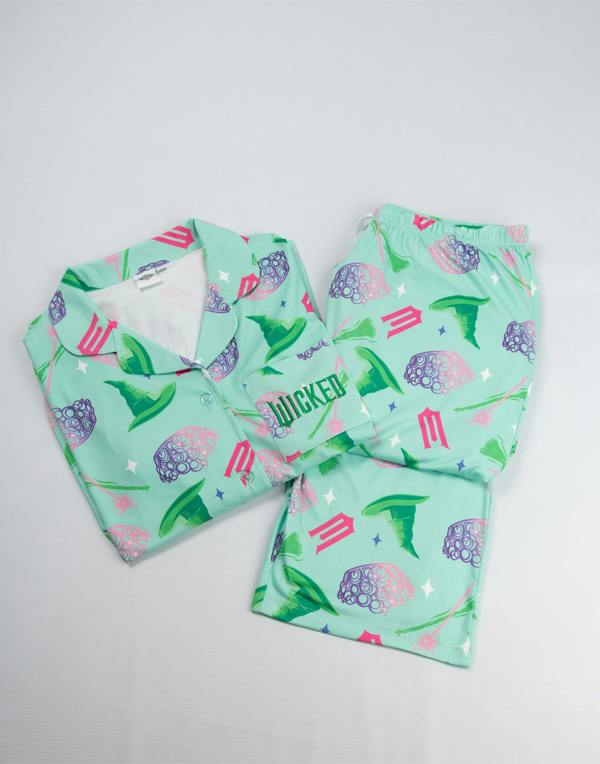 Wicked Womens Green Character Long Sleeve Long Leg Pyjama Set
