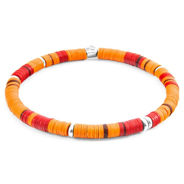 Anchor & Crew Orange Malawi Silver and Vinyl Disc Bracelet