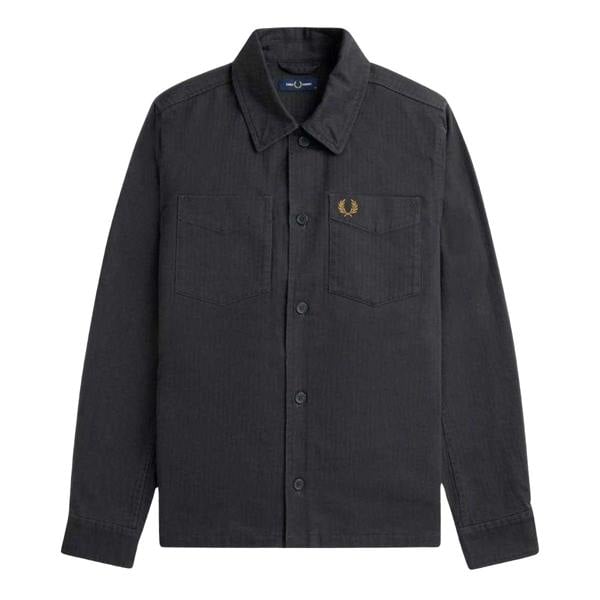 Fred Perry Mens Anchor Herringbone Overshirt - Grey - 