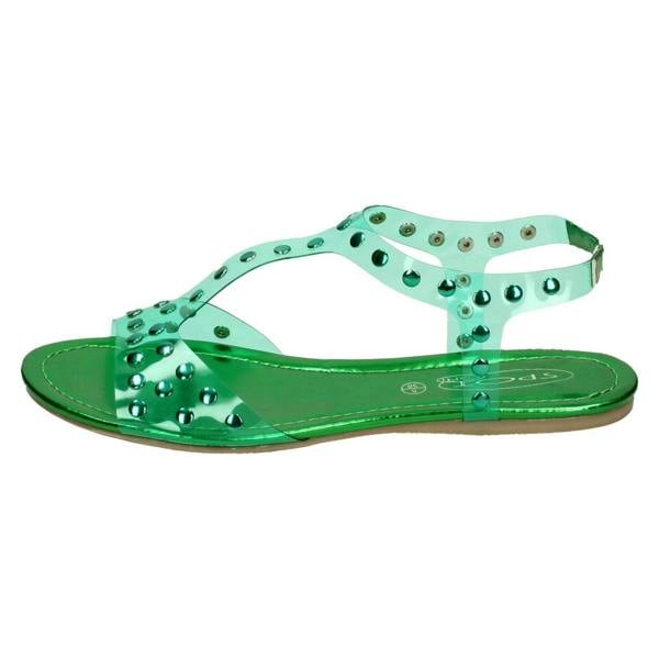 Spot On Ladies Spot On Flat Studded Jelly Sandal