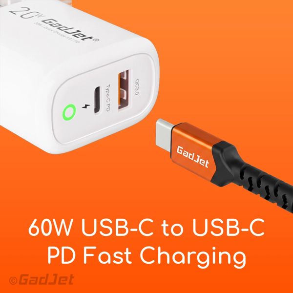 GadJet 2m USB-C to USB-C Cable + USB-A Adapter