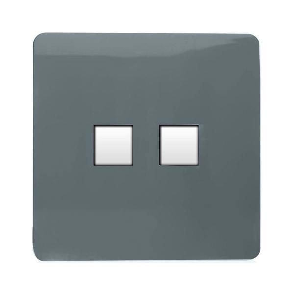Trendi Switch 2 Gang RJ45 Cat 6 Modern Designer PC Ethernet Socket in Warm Grey