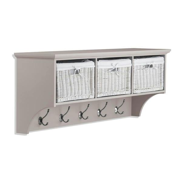Statement Furniture Tetbury Large Hanging Shelf with White Wicker Storage Baskets