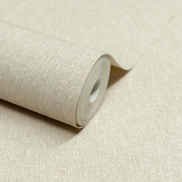 Grandeco Boutique Atogo Semi Plain Woven Effect Luxury Weight Embossed Wallpaper, Cream