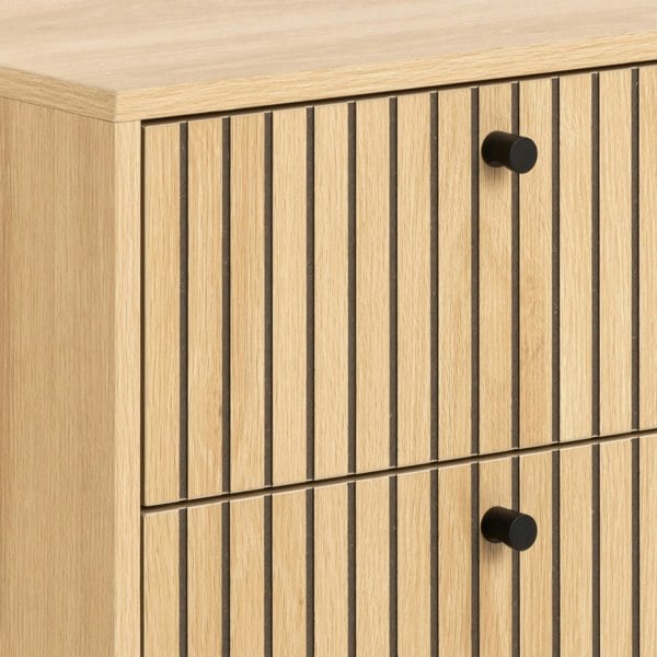 Furniture To Go Albany 2 Drawer Bedside Table in Oak/Black Legs