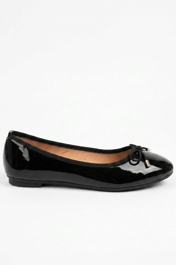 ikrush Constance Patent Bow Detail Ballet Pumps