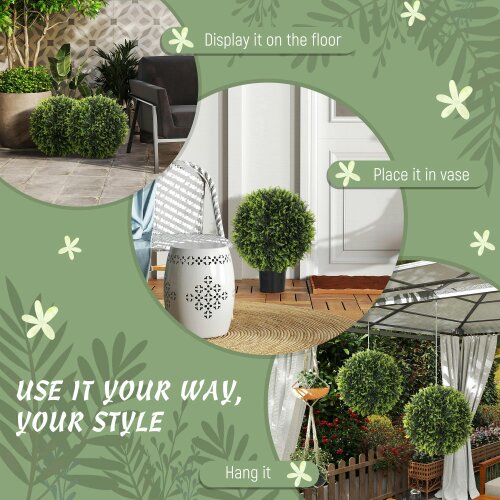 Wyld Haus Zilolo Set Of 2 Artificial UV Resistant Topiary Ball Plants H8 45cm Green