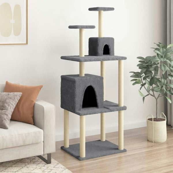 Berkfield Cat Tree with Sisal Scratching Posts Dark Grey 167 cm