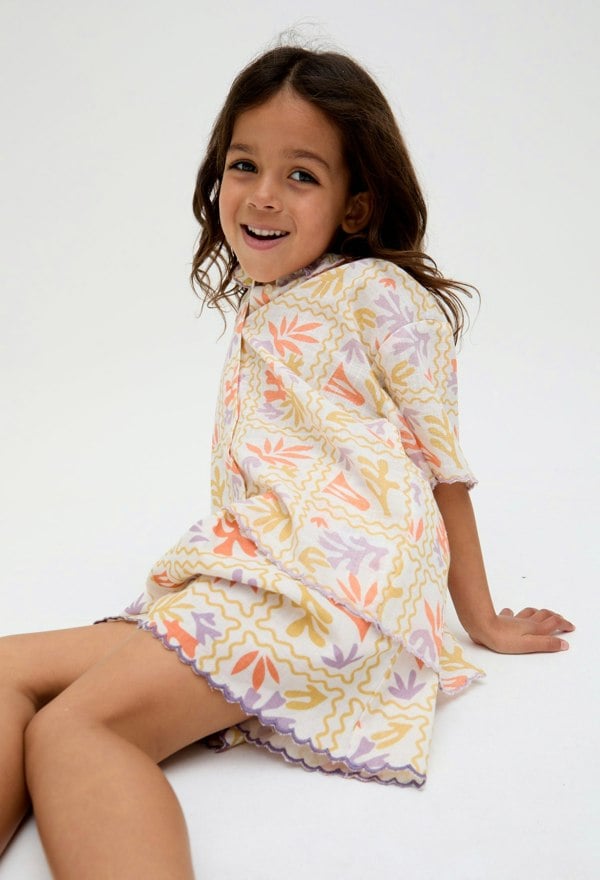 Kids Gilly Scalloped Edge Matisse Print Short In Multi - image 3