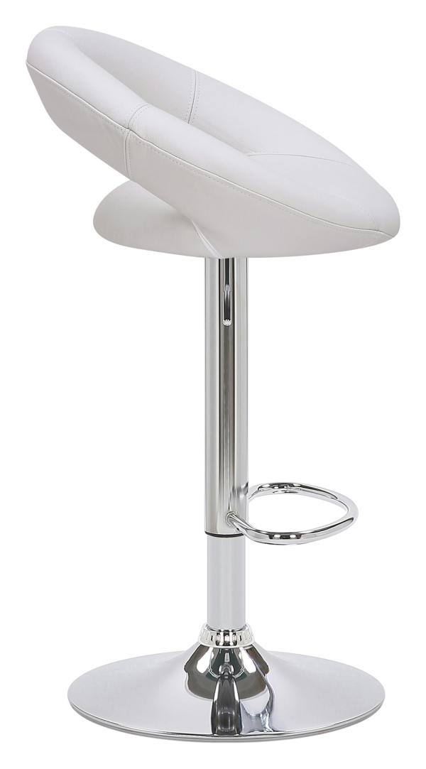 Lamboro Sorrento Real Leather Kitchen and Breakfast Bar Stool, Height Adjustable Swivel Gas Lift, White