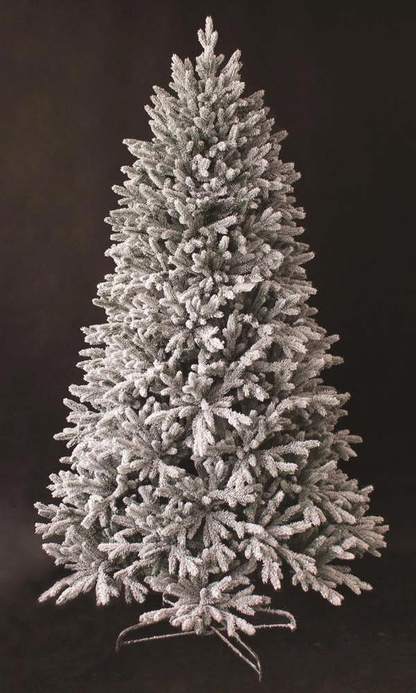 6ft to 7ft Frosted Snow Flocked Green Oregon Pine Artificial Christmas Trees with Hinged Branches image 9