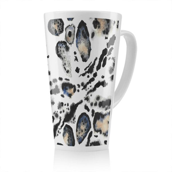 Benjamin Tate Design Leopard Print With Blue Latte Mug