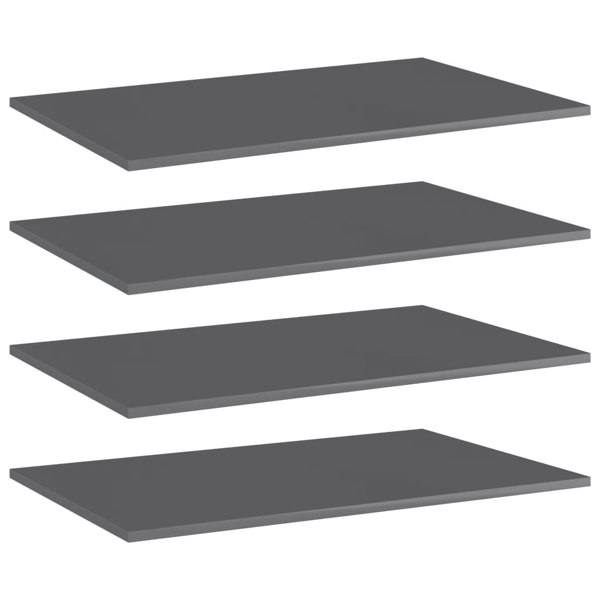 Berkfield Bookshelf Boards 4 pcs High Gloss Grey 80x50x1.5 cm Engineered Wood