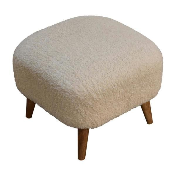 Artisan Furniture Boucle Cream Square Footstool
