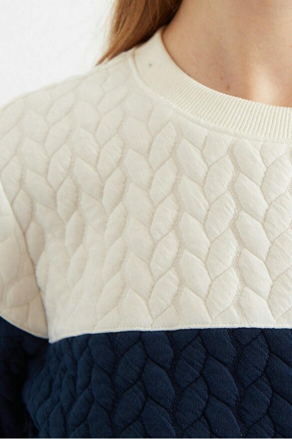 Louche Jan 2 Colour Sweatshirt - Navy and White