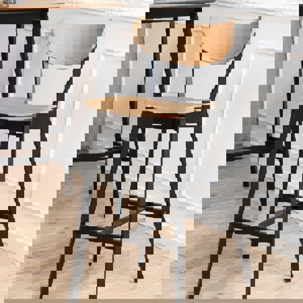Furniture To Go Roxby Bar Stool, Black and Oak Set of 2
