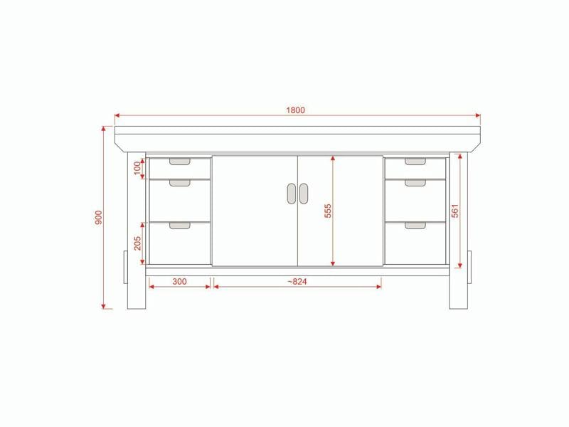 Acorn Heavy-Duty Cupboard Workbench (V.3) – Sturdy Wooden Workbench with Two-Door Cupboard in the middle, Multiple Large Drawers, and Optional Back Panel or Pegboard, Ideal for Garages, Workshops, and Sheds