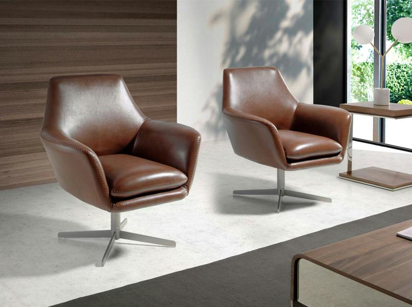 Angel Cerdá Cognac Brown Leather Swivel Armchair 5093