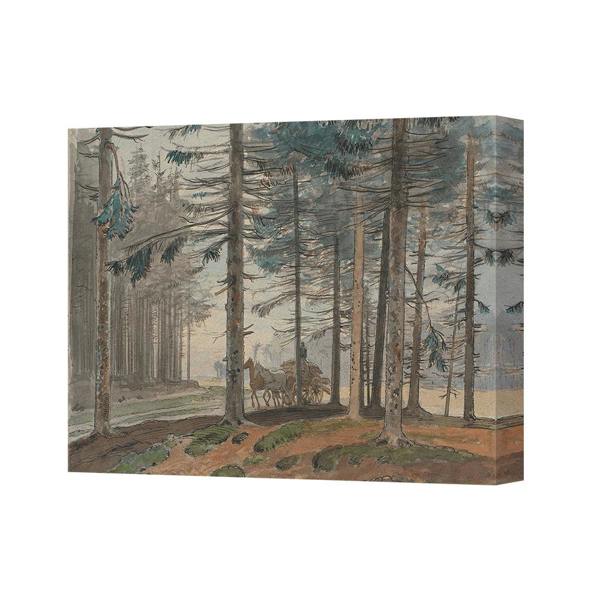 Benjamin Tate Design Forest Path Canvas Wall Art With Horses In A Carriage Print