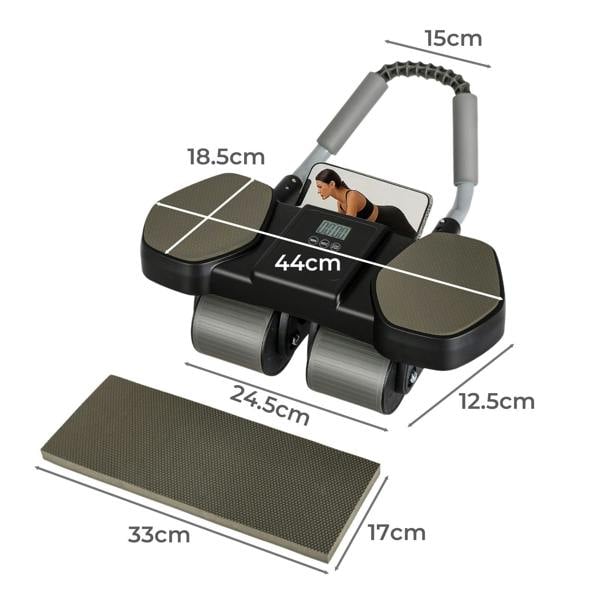 Centra Healthy Belly Wheel Auto Rebound Ab Roller 4 Wheel Soft Elbow Knee Pads