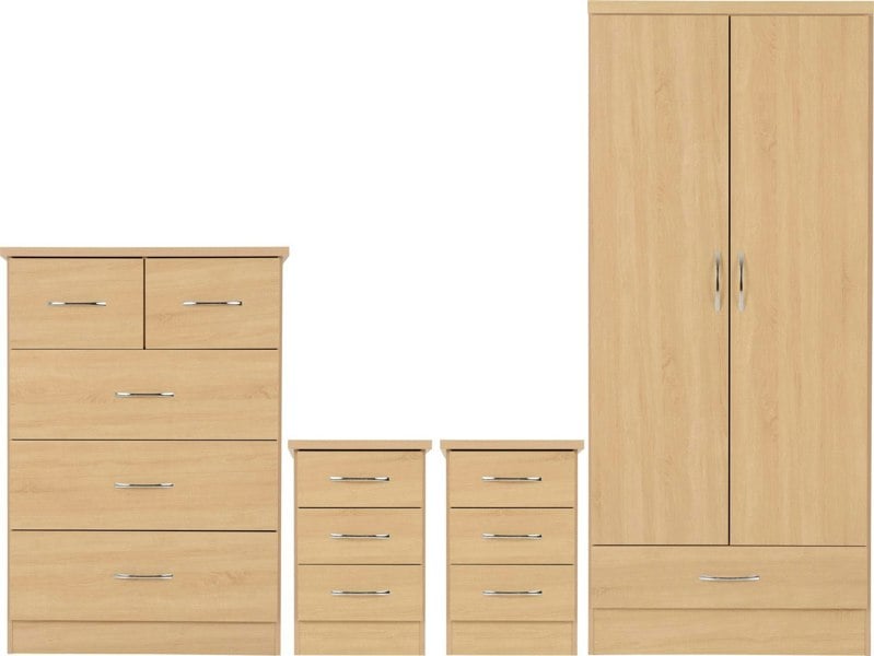 Seconique Nevada Nevada 2 Door 1 Drawer Wardrobe Bedroom Set