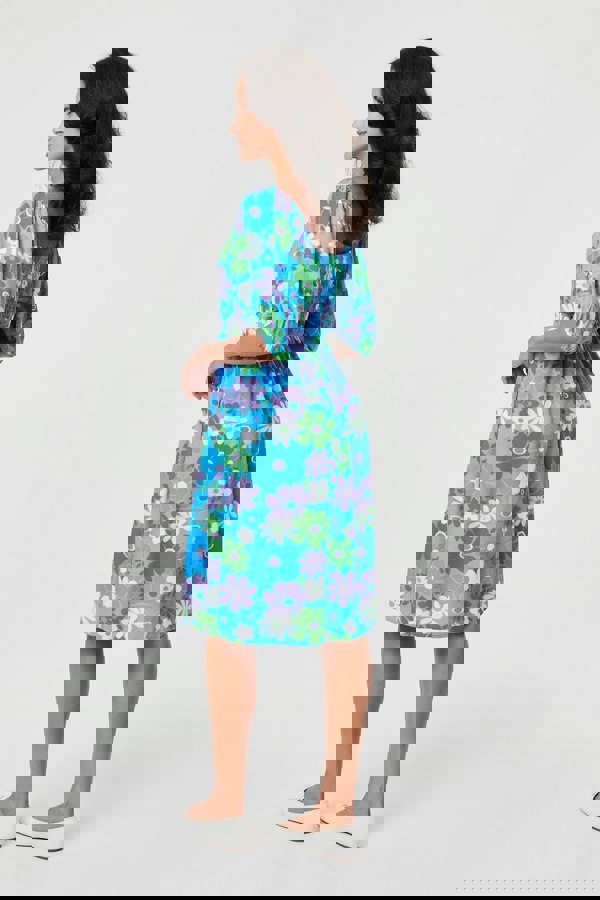 Green | Floral Square Neck Knee Length Dress
