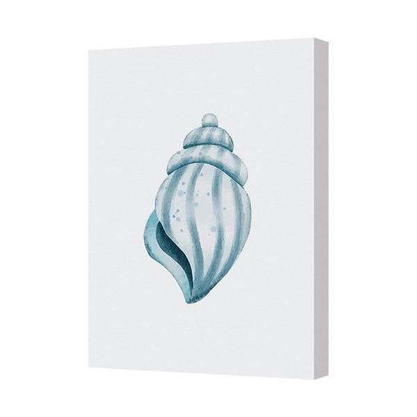 Benjamin Tate Design Blue Watercolor Seashell Canvas Wall Art Print For Beach Home Decor