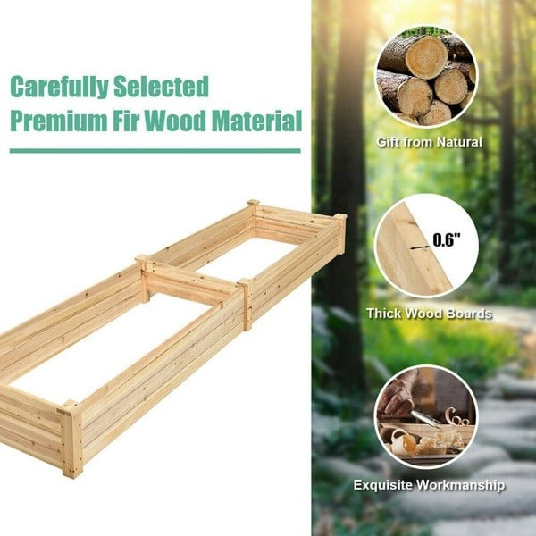 Solid Wood Raised Garden Bed with 2 Compartments Living and Home 