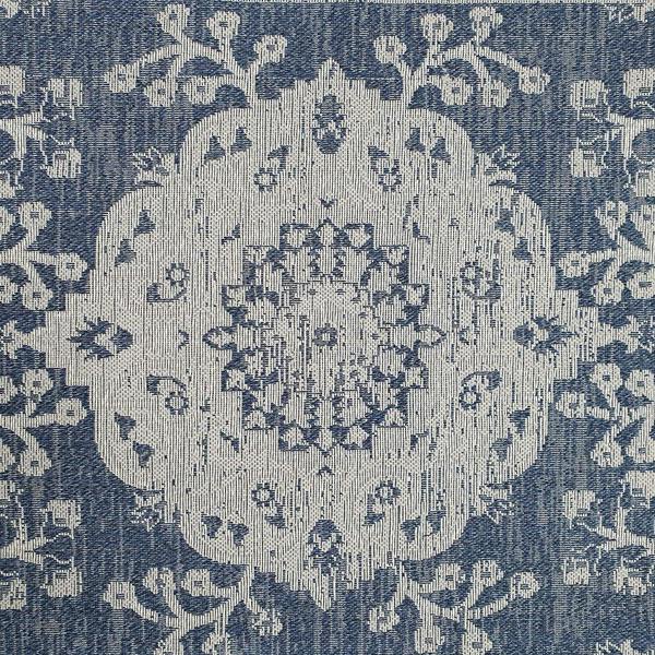 Cotton Rug Machine Washable Navy Blue Grey Oriental Pattern Flat Weave Carpet Runner Large Small