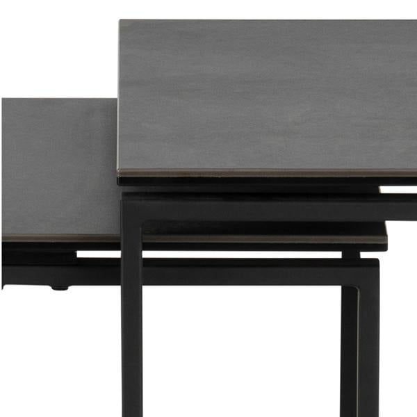 Wyld Haus Set of 3 Frederikssund Black Ceramic Nesting Coffee Tables