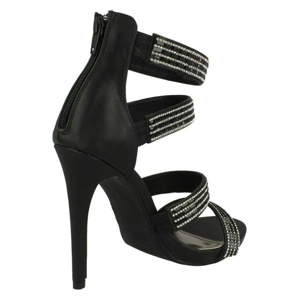 Anne Michelle Ladies Anne Michelle Strapy Zip Up Heeled Party Shoes