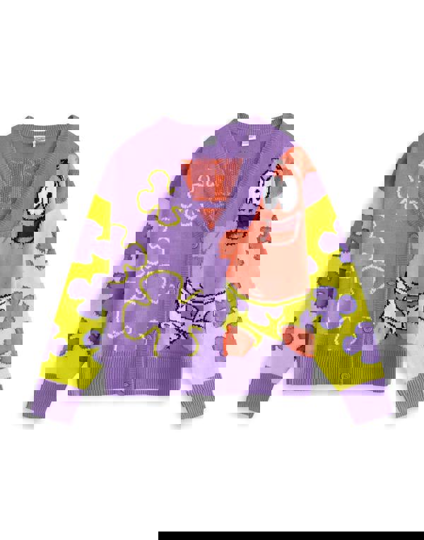 SpongeBob SquarePants Womens Purple Patric Star Cardigan