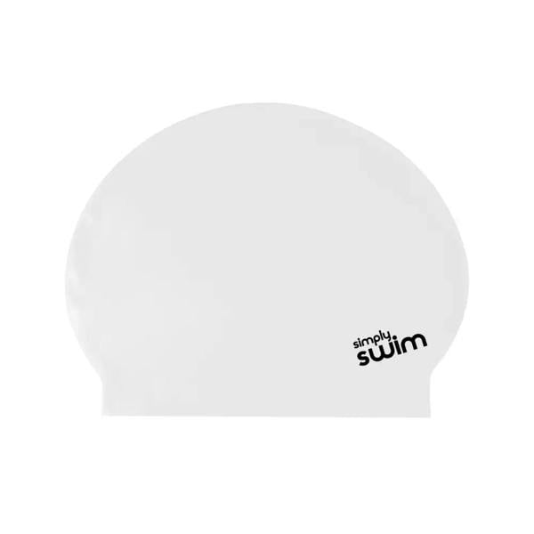 White Simply Swim latex swim cap in solid colours for adults