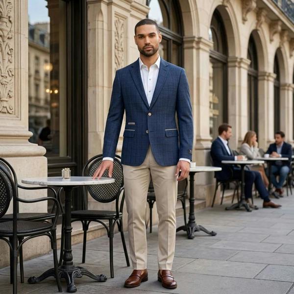 TruClothing IM11 - Men's Check Slim Fit Two-Button Blazer