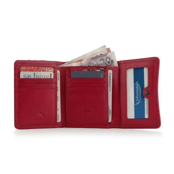 inside view of red soft leater purse giorgia verona