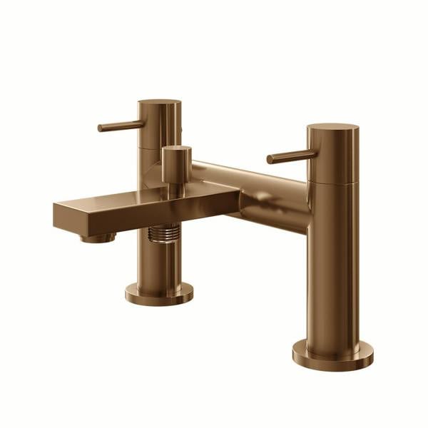 Flode Eslov | Bath Shower Mixer Tap | Includes Handset and Holder | Copper