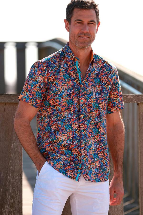 TROPICAL NEON SHORT SLEEVE SHIRT – Premium Men's Patterned Shirt by Claudio Lugli | Bold Design, Tailored Fit, Best Printed Shirts