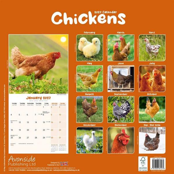 Chickens Calendar 2027, Wall Calendars, Month To View, Animals, Gift