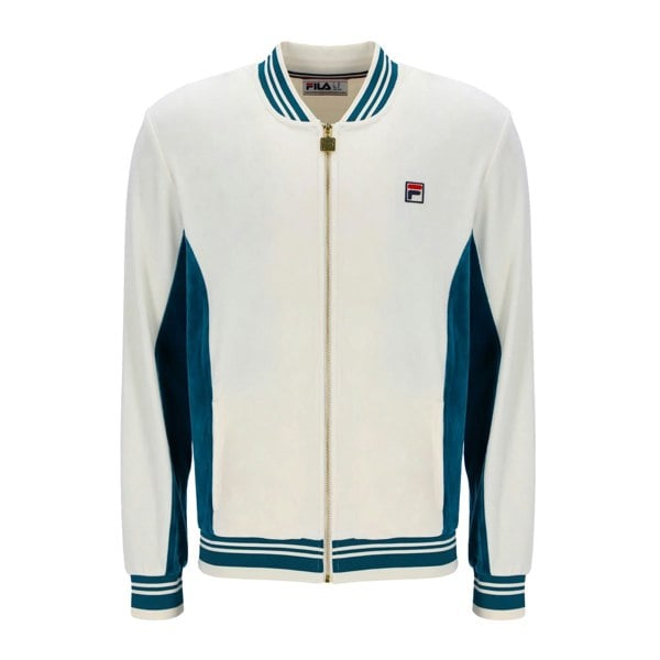 Fila Miguel Velour Archive Baseball Track Top Jacket Gardenia/Deep Lagoon