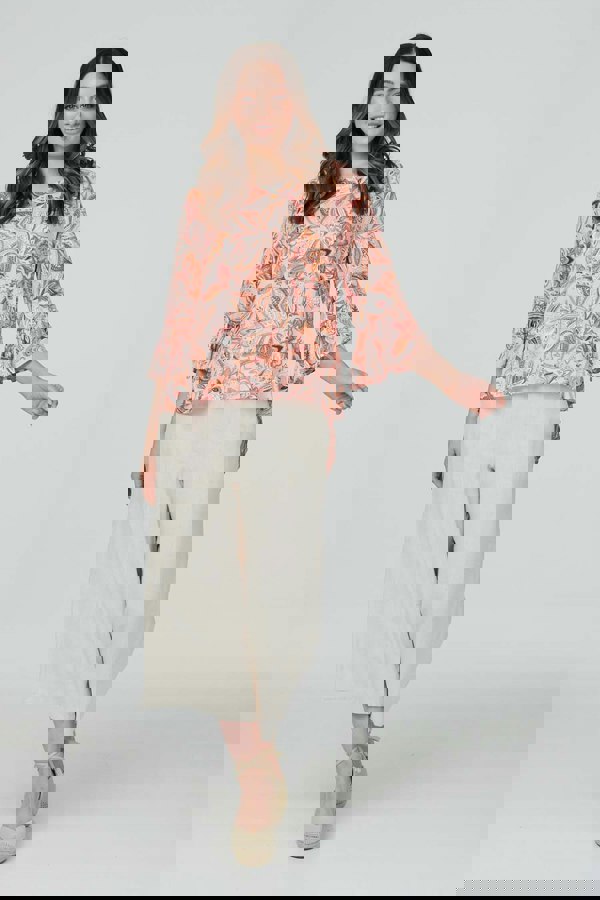 Pink | Paisley Print Oversized Blouse
