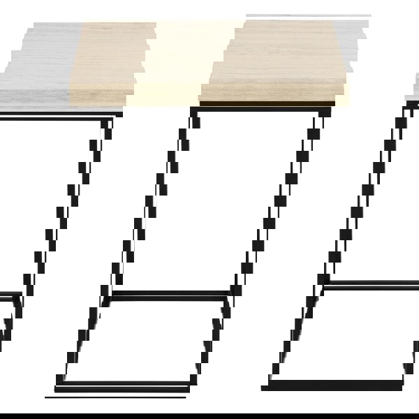 Furniture To Go Barossa Coffee Table with Travertine Rough Paper Top & Black Powder Steel Base 40cm