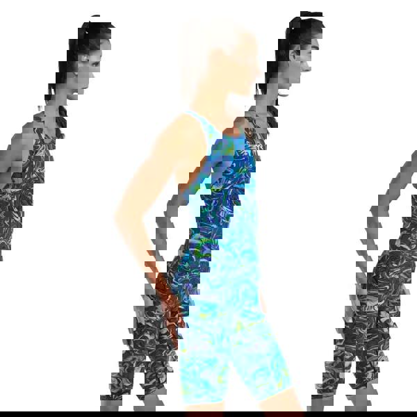 TYR Thresher Hyperblitz Open Back Kneeskin in blue green dragon print