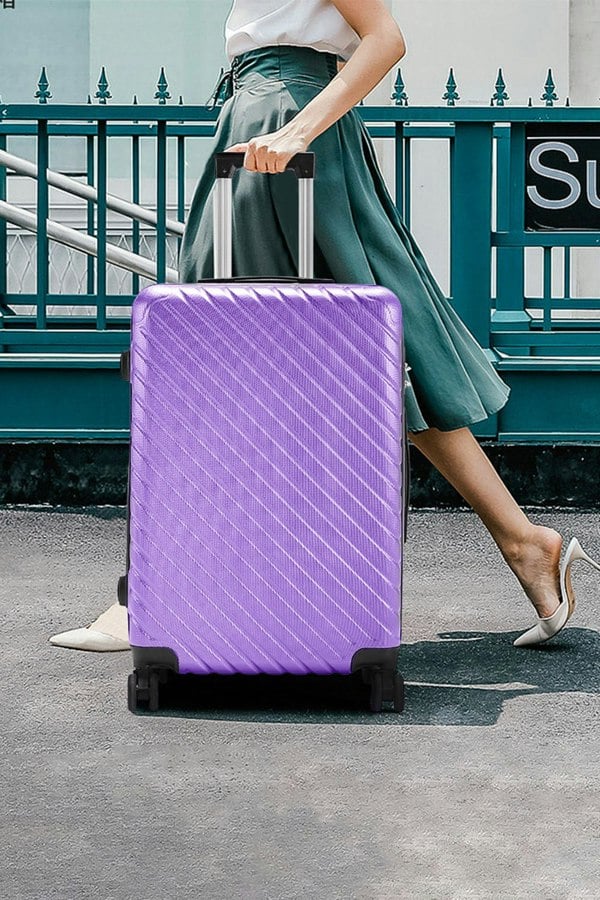 Living and Home Lightweight Hardside Travel Suitcase with Spinner Wheels, 28" Purple