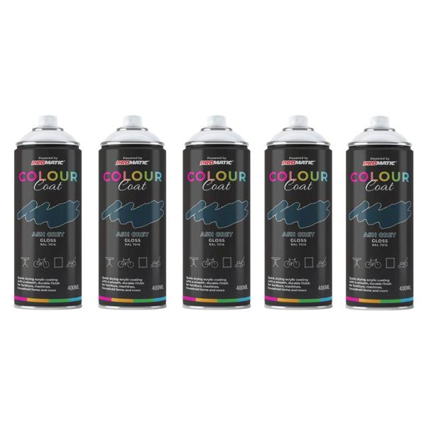 Colour Coat 5X Ash Grey RAL 7016 Gloss Spray Paint 400ml