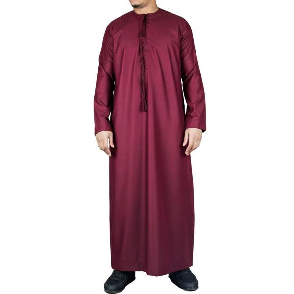 Infinity Leather Men's Thobe Emirati Islamic Jubba Robe Eid Tassel Slim Fit
