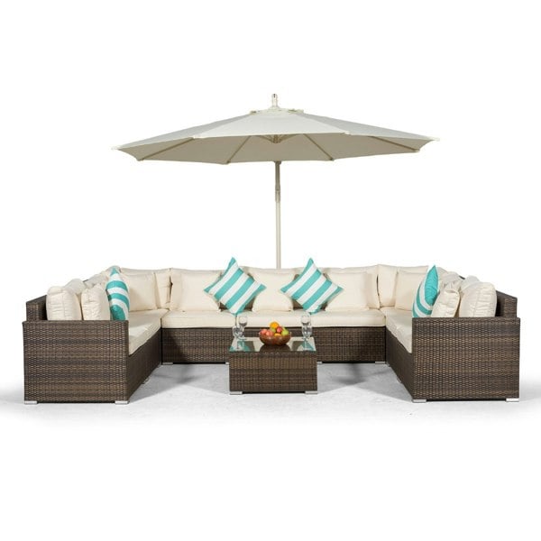 Giardino Havana 9 Seat Rattan Sofa Conversation Set with Coffee Table