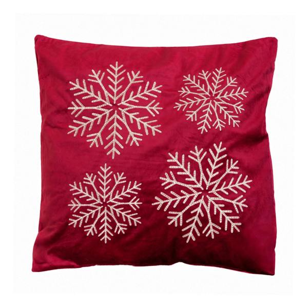 Samuel Alexander 44cm Burgundy & Gold Snowflake Soft Christmas Cushion